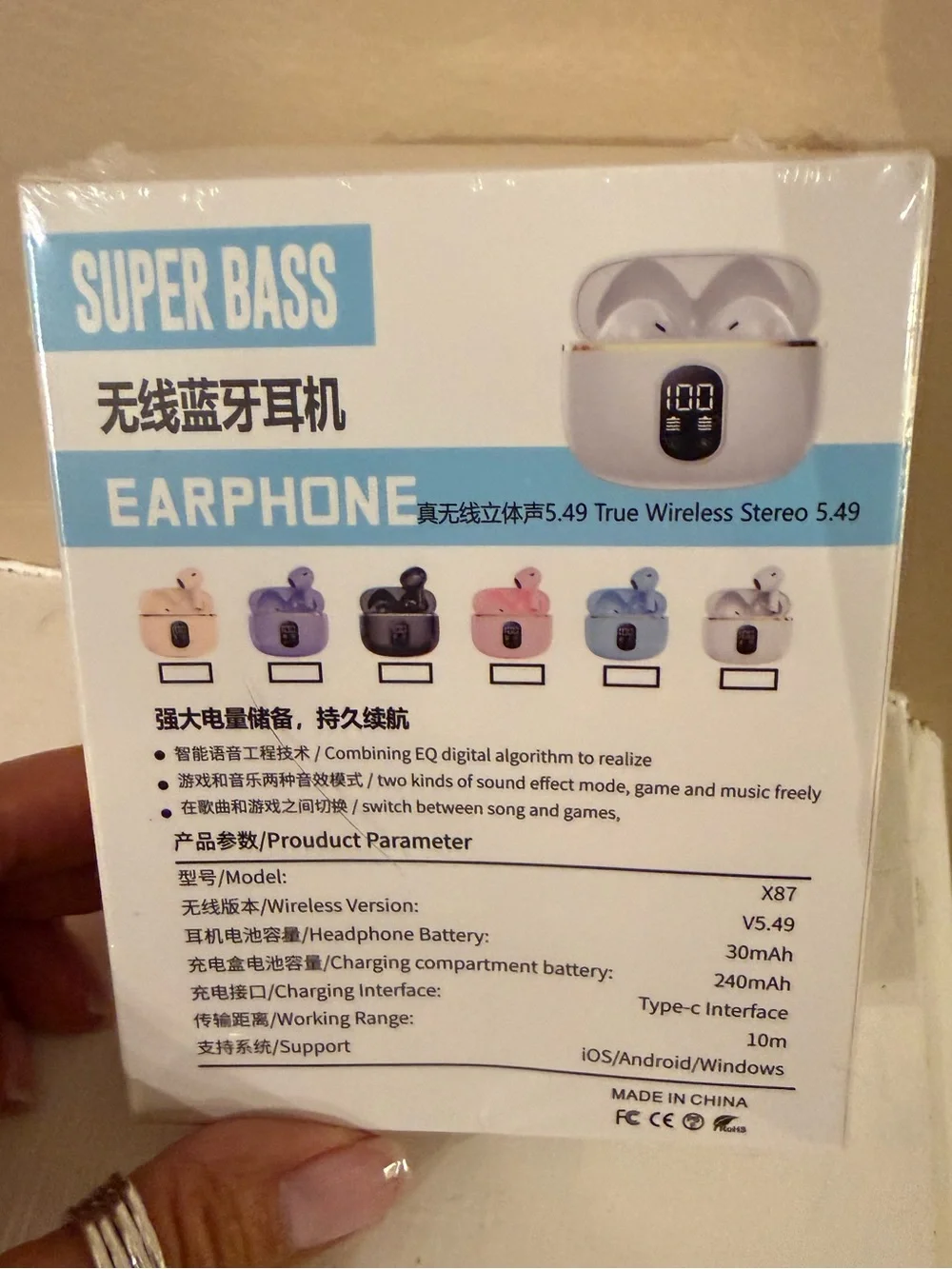 X87 True Wireless Stereo Earphones - White